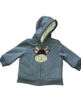Healthtex Baby 18M Sherpa-Lined Hoodie With Moose Applique